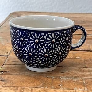 Boleslawiec Polish Pottery Mug Lotus Flower Handmade